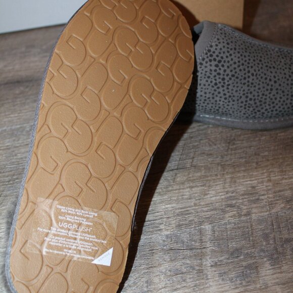 NIB UGG WOMEN'S PEARLE MICRO CHEETAH PRINT GRAY SUEDE SHEARLING LINED SLIPPERS - Picture 5 of 6
